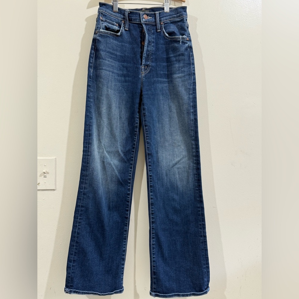 MOTHER Dark Blue High-Rise Wide Leg Jeans